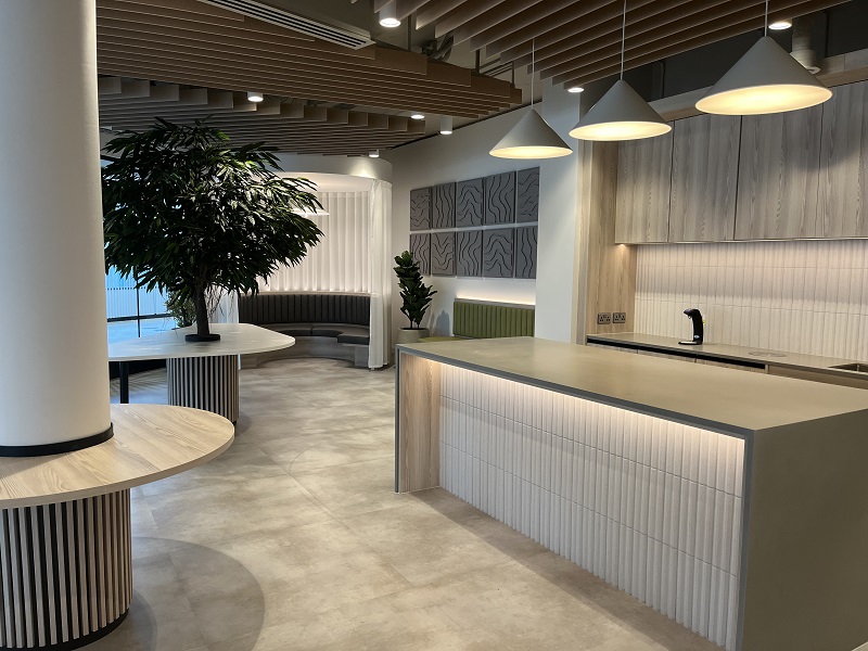 Electrical works by MEIS in Reception area of Soloist Building Belfast